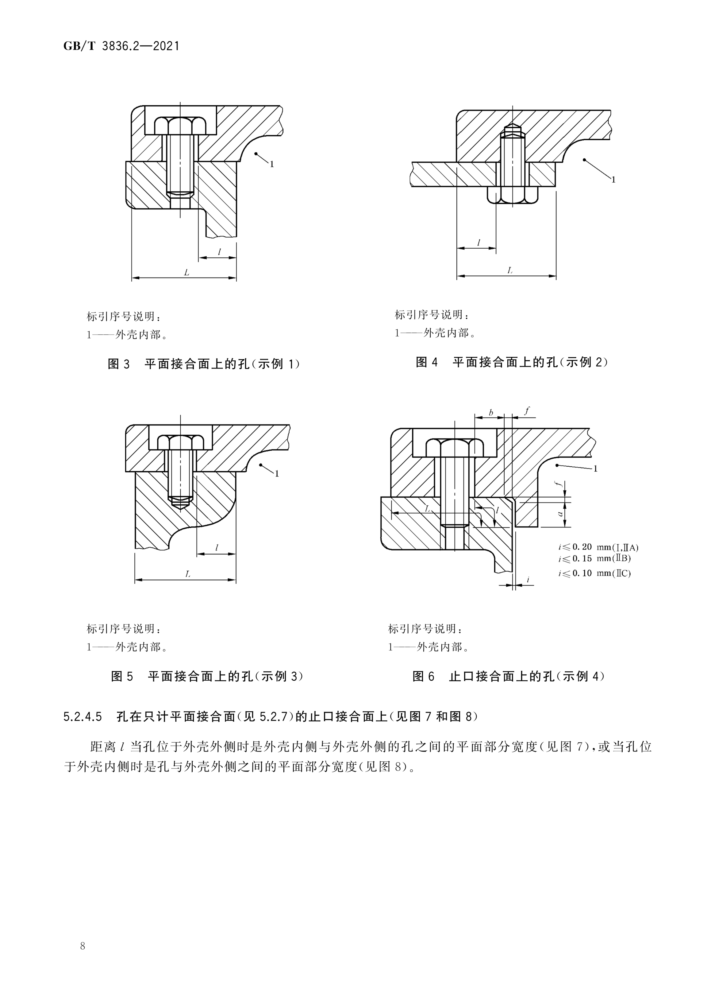 接合面上的孔示例 GB/T 3836.2-2021 图 3~图 6 物理页 8